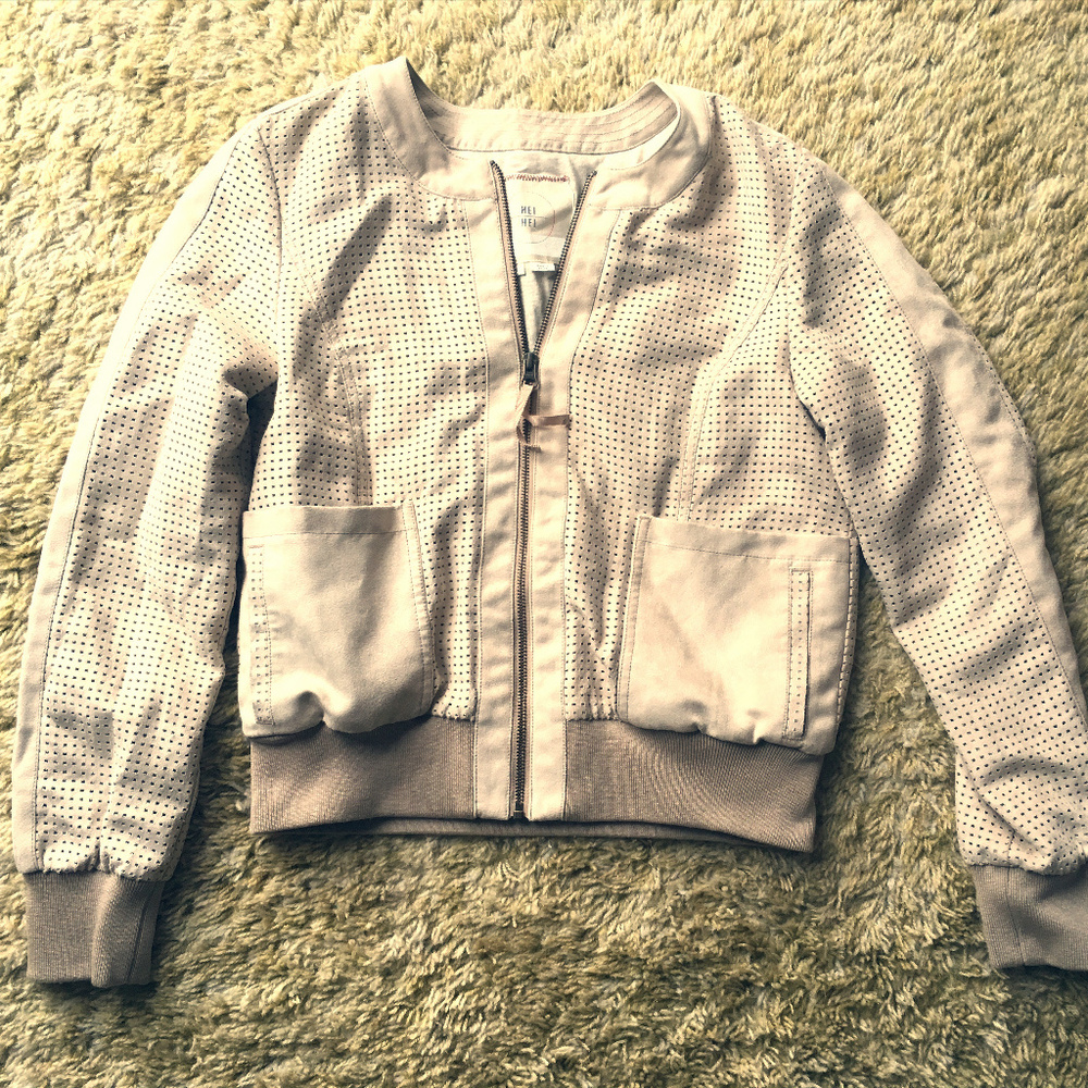Cream Anthropologie Bomber Jacket